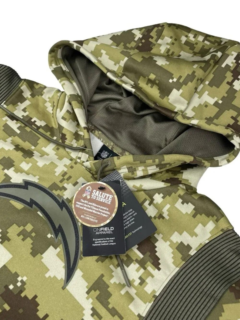 NEW Los Angeles Chargers Men's Nike Salute To Service Hoodie Camouflage • Large